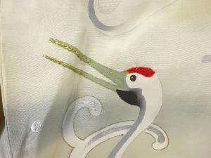 アンティーク　荒波に群鶴模様刺繍紋付男児着物